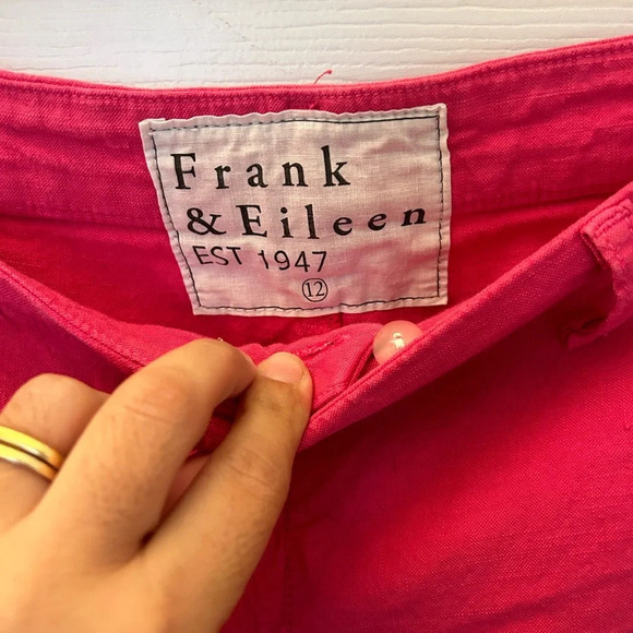 ! FRANK & EILEEN Sz 12 Kinsale Italian Performance Linen Crop Pants Fuchsi… - Picture 4 of 7
